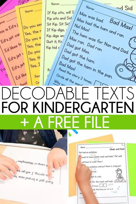 If you implement the science of reading in your kindergarten classroom, then there is a good chance that you are or are thinking about using decodable texts in your reading instruction! In this post, I take you through different ways to use decodable books and decodable texts in your classroom so you can utilize them with confidence! Free Science Of Reading Resources, Decodable Books, Decodable Readers, Interactive Writing, The Science Of Reading, Literacy Centers Kindergarten, Science Of Reading, Literacy Stations, Kindergarten Resources