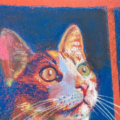 Gambrell on Instagram: "‘Anticipation’ soft pastels on sanguine red heavy weight paper at size A3 (29x42cm) - Available in my ‘studio store’ link in bio . . #cat #colour #catsofinstagram #artist #drawing #artwork #sketch #petportrait #pet #course #kunst #dibujo #illustration" Pastel Cat, Pencil Artwork, Colored Pencil Artwork, Chalk Pastels, Artist Drawing, Pastel Art, Drawing Artwork, Illustration Artists, Cat Drawing