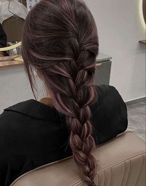 Brown And Pink Hair, Purple Brown Hair, Pink Hair Streaks, Pink Hair Highlights, Nail Almond, Highlights For Dark Brown Hair, Pink French Nails, Korean Hair Color, Hair Color Underneath