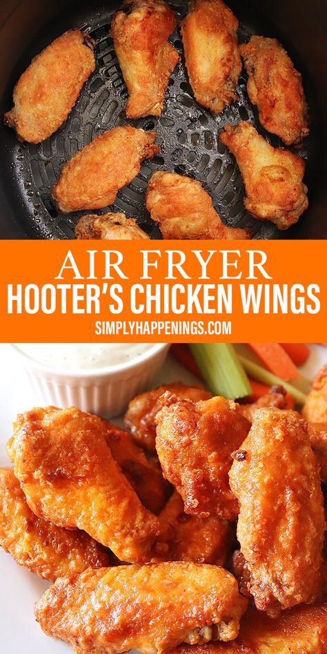 Hooters Wings Recipe, Chicken Wings In Air Fryer, Air Fryer Recipes Chicken Wings, Air Fry Chicken Wings, Hot Wing Recipe, Air Fryer Wings, New Air Fryer Recipes, Air Fryer Recipes Snacks, Air Fryer Chicken Wings