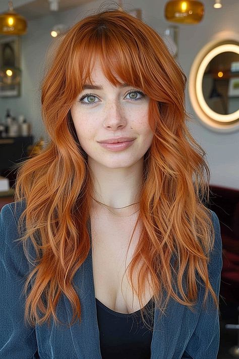 The Most Stylish Long Shag Haircuts of 2024 Shag With Fringe, Copper Shag, Haircuts With Fringe, Long Shag Cut, Shag Hairstyle, Long Shag Hairstyles, Red Hair Looks, Shag Cut, I Like Your Hair