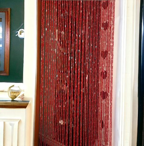 Beaded String™ Hand Made Bamboo/wood Beaded Curtain-bohemian Door Beads-35.5 Wide X 77 High-45 Strands-red - Etsy Bamboo Beads, Door Beads, String Curtains, Beaded Curtain, Red Curtains, Beaded Curtains, Door Curtain, Bead Stringing, Door Curtains