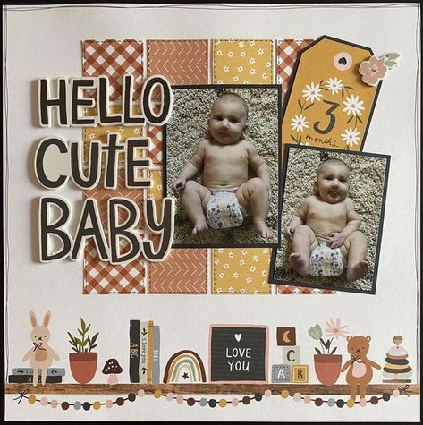 Creative Scrapbooking | I’m definitely in a “quilting” phase lately | Facebook Newborn Scrapbook Ideas, Baby Boy Scrapbook Layouts, Baby Bump Pictures, Boy Scrapbook Layouts, Bump Pictures, Baby Scrapbook Pages, Scrapbooking Layouts Baby, Baby Layouts, Baby Boy Scrapbook