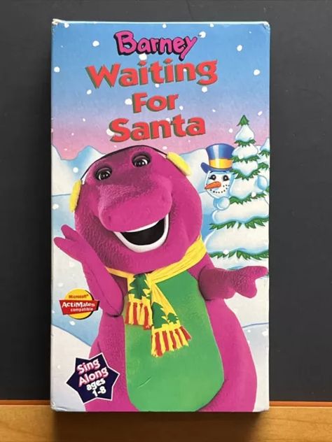 Barney’s Waiting For Santa VHS Video Tape Christmas Sing Along Lyons Group Greek Tv Show, 1990 Christmas, Orange Tape, Barcode Sticker, Purple Dinosaur, Max And Ruby, Elmo World, Rocket Power, Barney & Friends