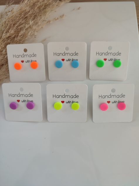 Neon Stud Earrings, 3 sizes to choose from and 6 colours. Come check out our shop Neon Polymer Clay Earrings, Neon Earrings, Earrings Handmade Clay, Colorful Stud Earrings, Handmade Clay Earrings, Pink Studs, Womens Earrings Studs, Mini Studs, Clay Jewellery