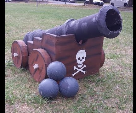 Pirates Halloween Decorations, Pirate Cannon, Cardboard Pirate Ship, Pirate Halloween Decorations, Halloween Pirates, Pirate Halloween Party, Pirate Props, Epic Costumes, Halloween Camping