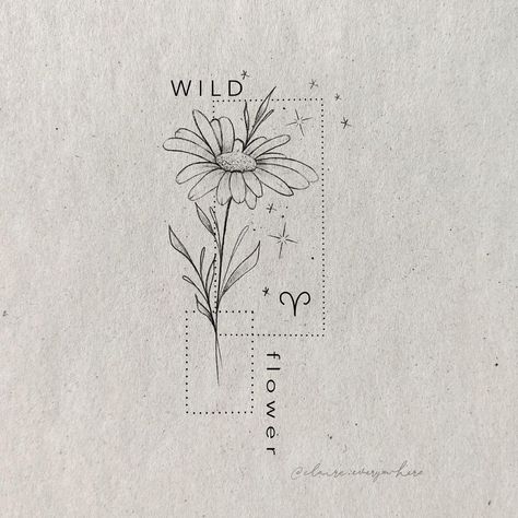 Aries Line Tattoo, Wild Flowers Art, Forearm Tattoo Fine Line, Fine Line Aries Tattoo, Line Art Tattoos Flower, You Belong Among The Wildflowers Tattoo, Aries Flower Tattoo, Wild And Free Tattoo, Wild Flower Tattoos