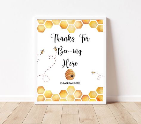 Thank You For Coming Sign Baby Shower Honey Bee Favors Sign | Etsy Bee Favor, Baby Shower Favours, Honey Wedding Favors, Wedding Favours Sign, Bee Printables, Bee Birthday Party, Mommy To Bee, Bumble Bee Baby Shower, Thank You For Coming