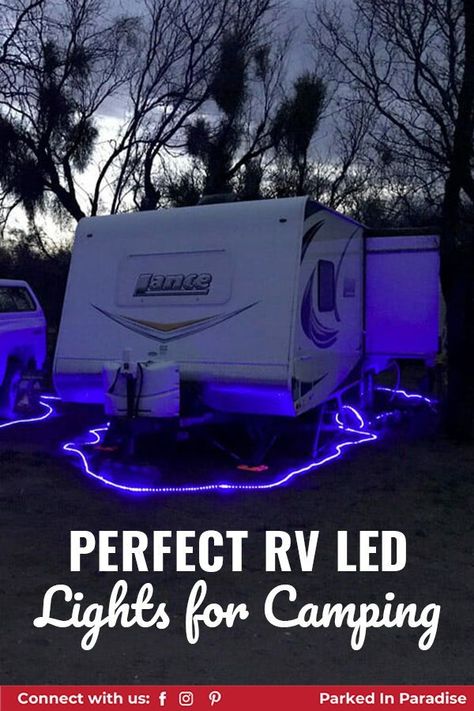 If you frequently go camping in packrat country, you can place a string of lights around your RV to keep them away. Interior LED Replacements, Exterior Lighting And RV Awning Lights. Best RV LED Lights For Campers And Travel Trailers. We explain why use LED lights in an RV. We also will cover some common LED light types. Rv Outdoor Lighting Ideas, Travel Trailer Tips, Camper Awning Lights, Diy Led Lights, Rv Led Lights, Campsite Lighting, Light Travel Trailers, Diy Travel Trailer, Camper Steps