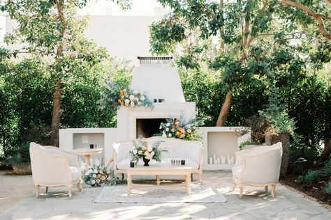 Grand Gimeno Wedding, Grand Gimeno, Gem Cake, Fireplace Area, Tux Dress, Stone Pavers, Lush Landscaping, Wedding Aesthetics, Olive Grove