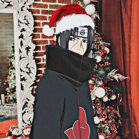 Itachi Fanart Icon, Christmas Anime Pfp Aesthetic, Anime Pfp Christmas, Christmas Icon Aesthetic, Anime Christmas Pfp, Christmas Anime Pfp, Naruto Christmas, Itachi Icon, Pfp Christmas