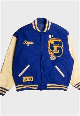 ASOS Marketplace | Buy & sell new, pre-owned & vintage fashion Descendants Costumes, Senior Jackets, Varsity Jacket Outfit, Football Jacket, Blue Jersey, Oversized Jumper, Preppy Look, Letterman Jacket, Striped Jacket