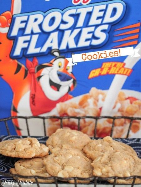 Frosted Flakes White Chocolate Chip Cookies by Picky Palate White Chip Cookies, Flake Chocolate, Picky Palate, White Chocolate Chip, White Chocolate Chip Cookies, Cookie Time, Cinnamon Toast, Drop Cookies, Health Desserts