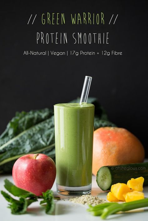 greensmoothie   Green Warrior Protein Smoothie Smoothie Low Carb, Smoothie Kale, High Protein Smoothie Recipes, Green Warrior, Green Warriors, Smoothies Vegan, High Protein Smoothies, Oh She Glows, Sweet Smoothies