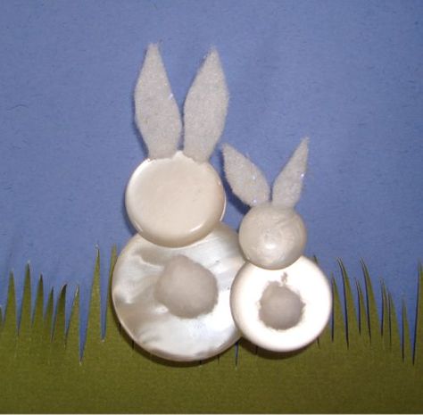 button easter bunnies, could they be cuter?  no way!  #buttons, #crafts, #easter Button Crafts For Kids, Buttons Crafts Diy, Easter Decorating, Card Embellishments, Diy Buttons, Easter Bunnies, Family Crafts, Hoppy Easter, Button Cards