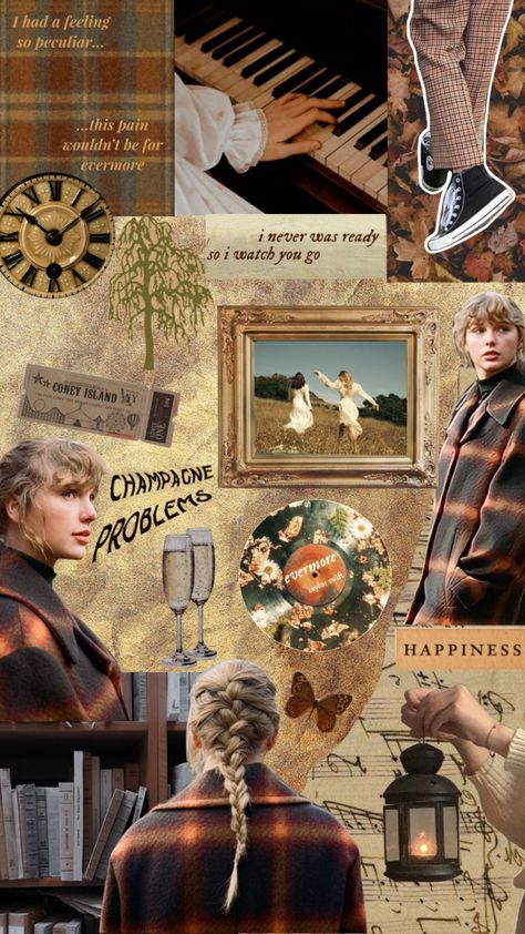 Evermore Wallpaper, Autumn Collage, Taylor Swift Evermore, Pic Collage, Taylor Swift Tour Outfits, Music Collage, Moodboard Aesthetic, Aesthetic Autumn, Estilo Taylor Swift