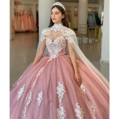 Prom Dress A Line, Dress Display, A Line Evening Dress, Tulle Sleeves, Quince Dresses, Cape Dress, Dancing Queen, Long Prom Dress, Quinceanera Dresses