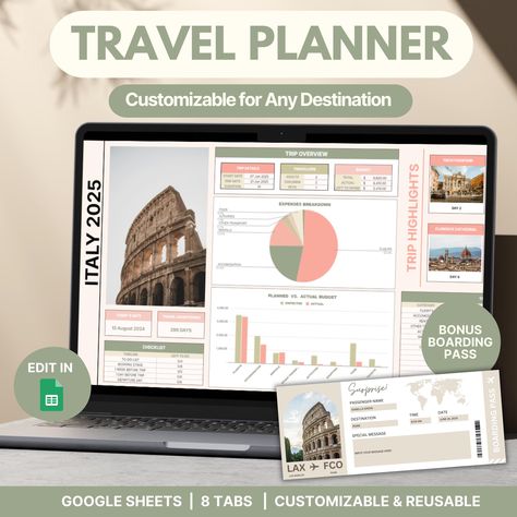 Plan your perfect trip with our all-in-one Google Sheets Travel Planner! Designed for travelers who want to stay organized and on top of every detail, this planner covers everything from budgeting to packing, ensuring your travel experience is smooth and stress-free. Whether you're planning a solo adventure, a family vacation, or a group trip, our versatile template helps you manage all aspects of your journey. Reuse it for multiple trips and destinations, making it your go-to tool for all futur Vacation Budget, Tracking Expenses, Budget Expenses, Budget Vacation, Holiday Planner, Expense Tracker, Budget Printables, Trip Itinerary, Google Sheets