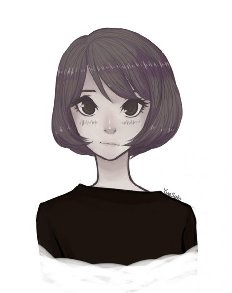 Bob Cut Girl By Yuesato On Deviantart Bob Hairstyles Drawing, Short Hairstyle Drawing, Bob Haircut Drawing, Haircut Drawing, Hairstyle Drawing, Japanese Cartoon Characters, Blue Bob, Blonde Bob Cuts, Slicked Back Hair