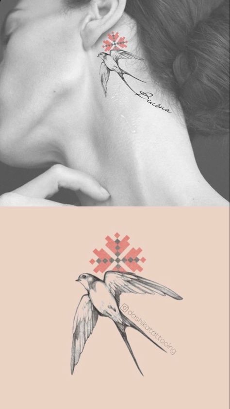 Ukraine Tattoo Ideas, Ukrainian Tattoo Ideas, Traditional Ukrainian Tattoo, Ukrainian Tattoo, Patriotic Tattoos, Minimal Tattoo Design, Swallow Tattoo, Mother Tattoos, Cute Small Tattoos