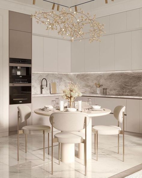 Sophisticated Home Design Ideas for a Classy Ambiance Luxury Dining Tables, Kitchen Interior Design Decor, Luxury Dining Room, Home Design Living Room, Luxury Dining, House Design Kitchen, Dining Room Inspiration, Kitchen Inspiration Design, Kitchen Area