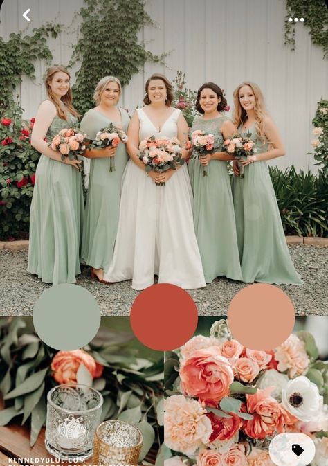 Sage Green And Orange Wedding Theme, Orange And Sage Wedding, Sage And Orange Wedding, Sage And Peach Wedding, Peach And Sage Green Wedding, Sage Green And Peach Wedding, Terracotta And Sage Green Wedding, Sage Green And Pink Wedding, Sage And Pink Wedding