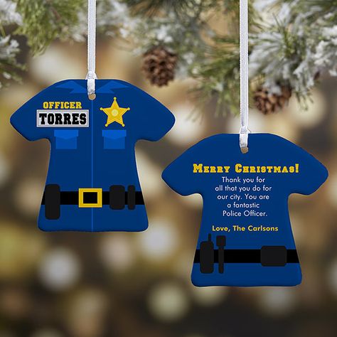 Personalized Christmas Ornaments - Police Uniform - 2-Sided Police Officer Uniform, Police Christmas, Nurse Ornaments, Police Uniform, Christmas Clearance, Police Uniforms, Christmas Thank You, Buybuy Baby, Custom Christmas Ornaments