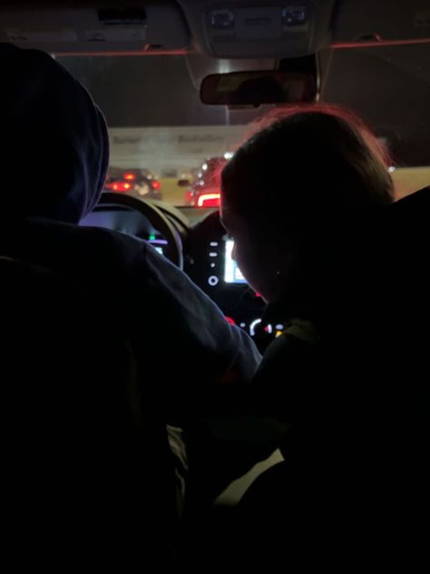 two people sitting in a car at night. Sitting In The Car At Night, Sitting In The Back Of A Car, Holding Hands In Car At Night, Sitting In Car Aesthetic, In A Car At Night, Hand On Thigh Night Car, Hand On Thigh Night, Avalon Car, Sitting In Car