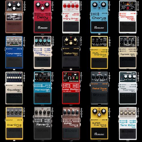 Boss Pedals, Guitar Storage, Reverb Pedal, Guitar Pedal, Best Boss, Design 101, Recorder Music, Guitar Gear, Colour Chart