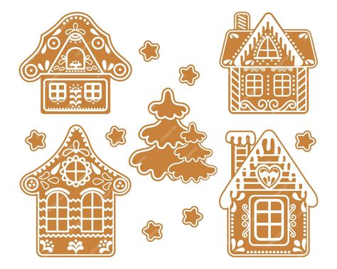 Royal Icing Gingerbread House, White Gingerbread House, Cardboard Gingerbread House, Festivus For The Rest Of Us, Gingerbread House Template, Gingerbread Decorations, Decor Elements, Gingerbread Houses, Festive Decor