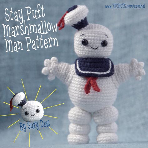 Mr Stay Puft, Stay Puft Marshmallow Man, Crochet Snail, Marshmallow Man, Creepy Toys, Crochet Doll Tutorial, Stay Puft, Crochet Dolls Free Patterns, Crochet Shop