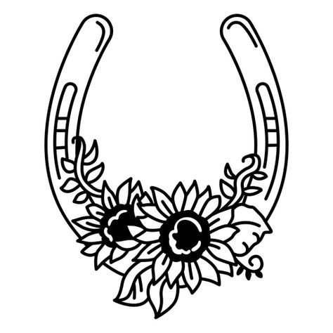 Horseshoe flowers line art PNG Design Horse Shoe With Flowers, Western Line Art, Horseshoe Flowers, Horseshoe Svg, Flowers Line Art, Hat Painting, Background Education, Horse Shoe Tattoo, Rope Heart