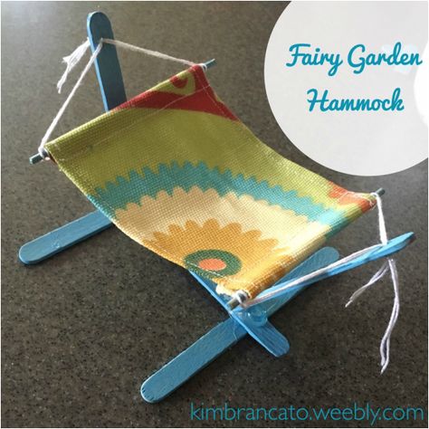 The perfect place for your tired fairies to kick back and relax! Easy to follow tutorial on how to make your own fairy garden hammock out of scraps :) Kids Fairy Garden, Rusty Garden, Garden Hammock, Fairy Garden Furniture, Fairy House Diy, Fairy Garden Crafts, Fairy Garden Designs, Fairy Furniture, Fairy Tree