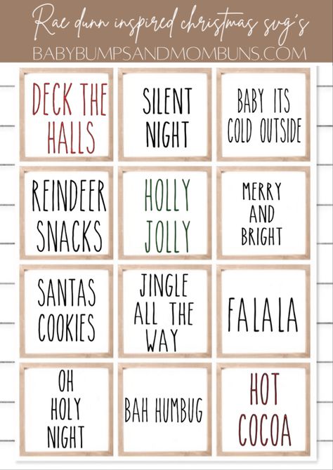 Free Christmas Rae Dunn Inspired Svg’s for your Cricut Or Silhouette Free Christmas Svgs For Cricut, Christmas Svg Files Free Cricut, Rae Dunn Svg, Rae Dunn Font Free, Christmas Words Svg Free, Free Rae Dunn Font Download, Rae Dunn Christmas Ornaments, Rae Dunn Ornaments, Free Christmas Svg