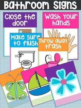 This set of Free Printable Bathroom signs is perfect for the Classroom or for Home. I know quite a few kids who don’t wash their hands unless an adult is there to remind them. Hey let’s… Bathroom Rules Printable, Classroom Rules Printable, Printable Bathroom Signs, Free Classroom Printables, Classroom Bathroom, School Bathroom, Bathroom Printables, Bathroom Posters, Bathroom Rules