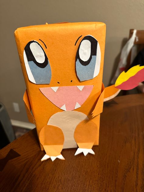 Pokémon Charmander DIY Valentine’s Day Mailbox Pokemon Charmander, Mailbox, Valentines Diy, Pokemon, Crafts For Kids, Valentines