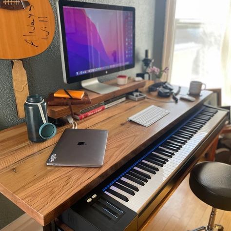 Studio Desk, Piano Desk, Keyboard Tray Desk, Music Studio Desk, Gaming Desk , Reclaim Wood Table - Etsy Desk Music Studio, Music Studio Desk, Desk Keyboard Tray, Musical Keyboard, Desk Keyboard, Piano Desk, Music Desk, Desk Gaming, Home Music Rooms