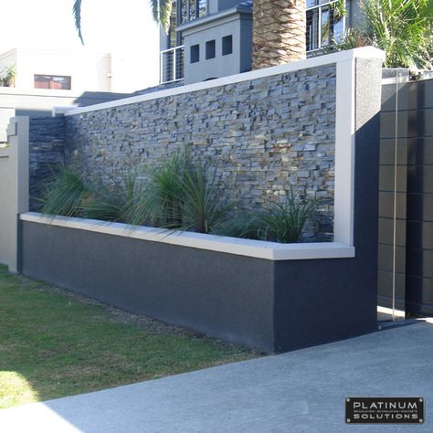 Gard Modern, Concrete Fence Wall, Pagar Modern, Boundry Wall, Tor Design, Fence Wall Design, Compound Wall Design, Modern Fence Design, House Fence Design