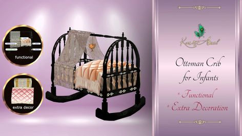 Sims 4 Royal Nursery Cc, Sims 4 Cc Newborn Bassinet, Sims 4 Infant Crib, Gothic Nursery, Royal Nursery, Castle Nursery, Twin Cribs, Asian Bedroom, Newborn Bed