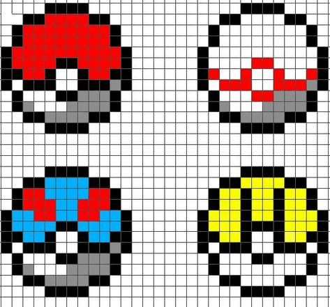 Pokeball Bead Pattern, Pokémon Pixel Art Grid, Pixel Pokeball, Pixel Art Templates Easy, Pixel Art Tiny, Pokeball Perler, Retro Games Pixel, Pokemon Pixel Art, Pixel Pokemon