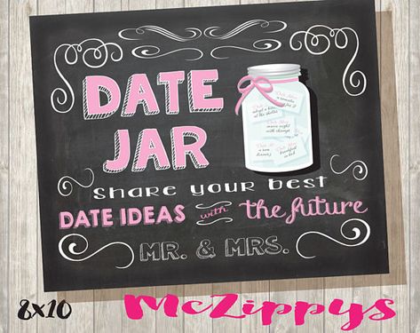 Chalkboard Date Jar ideas for the future Mr. and Ms. INSTANT Date Jar Ideas, Dates In A Jar, Date Jar, Bachelorette Signs, Chalkboard Fonts, Rabbit Book, Fun Fonts, Creative Dates, Chalkboard Poster