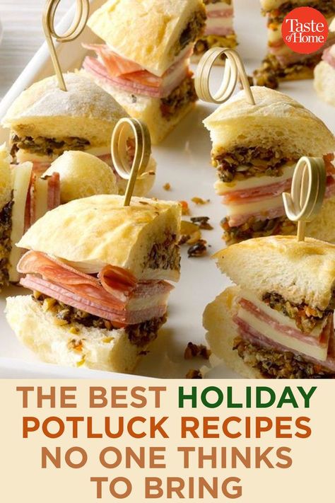 The Best Holiday Potluck Recipes No One Thinks to Bring New Year Potluck Ideas, Dishes To Bring To A Party Holiday, Bring To Work Treats, Best Things To Bring To A Potluck, Christmas Food Potluck, New Years Potluck Ideas Food, Healthy Christmas Potluck Ideas, Veggie Potluck Ideas, Best Food To Bring To A Potluck