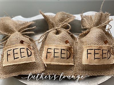 New Primitive Bowl Fillers Burlap Farm Feed Bags Country Rustic Farmhouse Decor | eBay Burlap Crafts Rustic, Diy Bowl Fillers, Primitive Bowl Fillers, Primitive Country Crafts, Decorative Bowl Filler, Burlap Mason Jars, Western Crafts, Farmhouse Crafts, Feed Bags