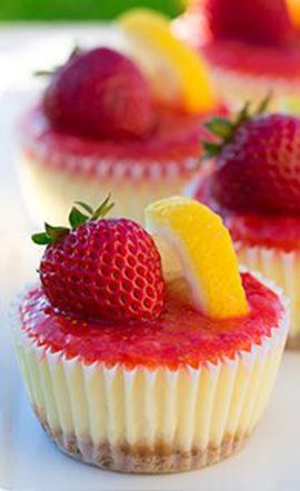 Strawberry "Lemonade" Cheesecake Cupcakes. Strawberry Lemonade Cheesecake, Lemonade Cheesecake, Cheesecake Cupcakes, Cooking Classy, Mini Cheesecakes, Cupcake Cake, Yummy Cupcakes, Strawberry Lemonade, Yummy Sweets