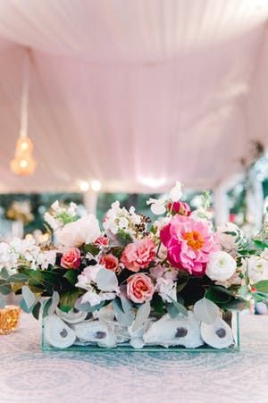 The most gorgeous shell-filled floral vases served as beautiful and unique centerpieces at an elegant yet beachy tented wedding reception. Cape Cod Wedding Flowers, Wedding Centerpeices, Tented Wedding Reception, Shell Centerpieces, Nautical Wedding Inspiration, Bridesmaid Brunch, Floral Vases, Tented Wedding, King Photography