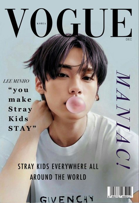 Lee Know Vogue, Korean Vogue, Vogue Magazine Cover, Skz Leeknow, Y2k Background, Pop Magazine, Y2k Posters, Vogue Magazine Covers, Magazine Vogue