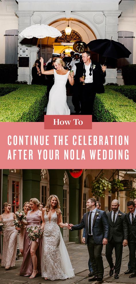 New Orleans knows how to make moments unforgettable. The city has a festive, joyful spirit that is second to none, making every celebration a special event.  Here’s how you can continue the celebration after your NOLA wedding reception. New Orleans Wedding Reception, Nola Wedding, Wedding After Party, Save The Date Photos, New Orleans Wedding, Wedding News, Wedding Color Palette, Welcome To The Party, Wedding Board