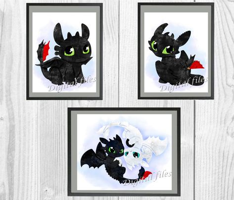 Dragon Nursery, Nursery Decor Prints, Disney Print, Watercolor Nursery, Watercolor Rainbow, Train Your Dragon, Dragon Print, Toothless, How To Train