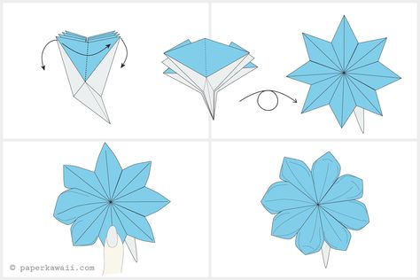 How To Make an Origami Flower Paper Flowers 2d, Flower Origami Easy, Origami 2d, Origami Flat, Origami Flowers Diy, Easy Origami Rose, Tulip Origami, Diy Paper Flowers Tutorial, Origami Flower Bouquet