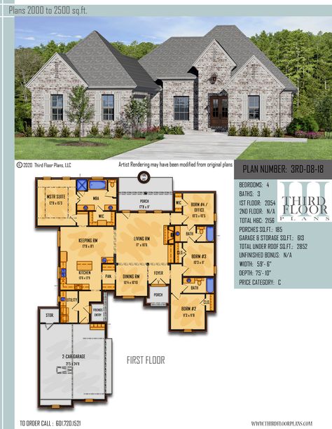 $700.00 House Plans Acadian House Plans, House Plans 2 Story, Master Suite Bedroom, Brick Siding, Two Story House Plans, 4 Bedroom House Plans, Garage House Plans, Large Pantry, Craftsman Style House Plans